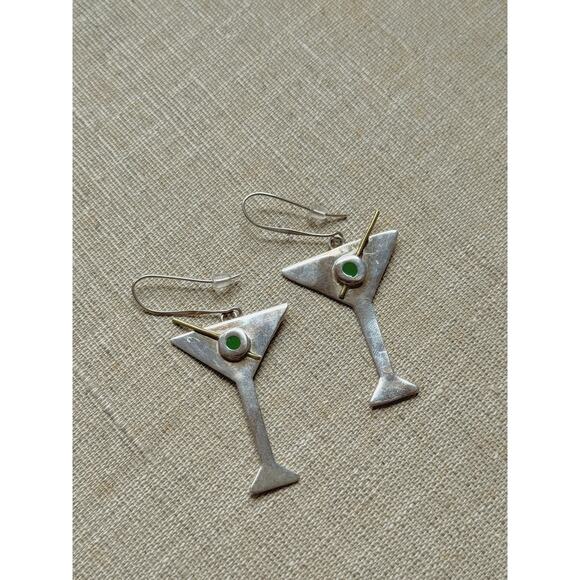 Vintage Dirty Olive Martini Earrings - Picture 1 of 3